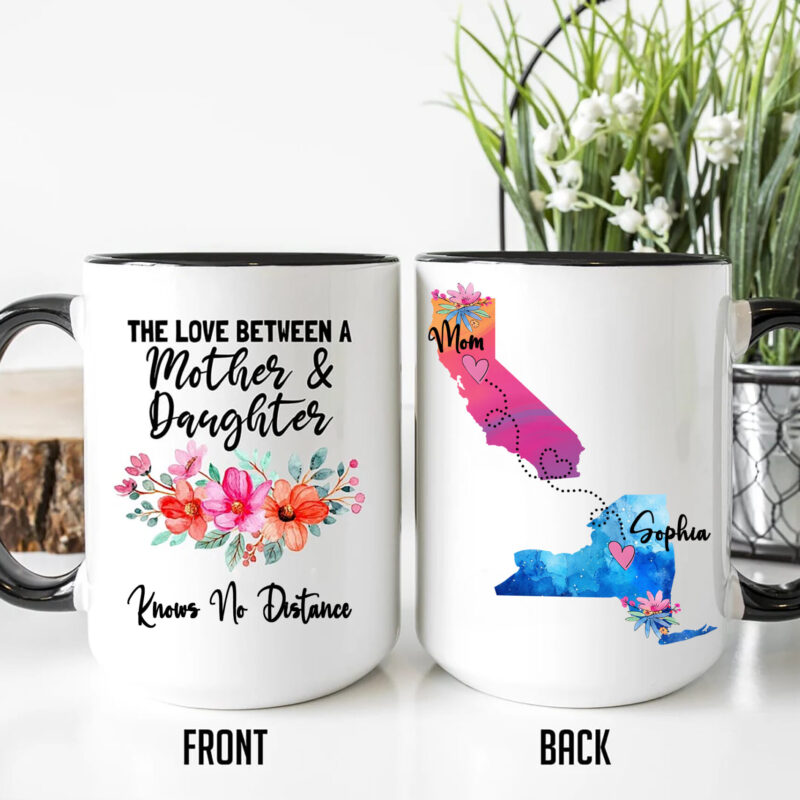 California - New York, The Love Between Mother and Daughter Knows No Distance, Long Distance Gift, Daughter Moving Gift, Gift for Mom