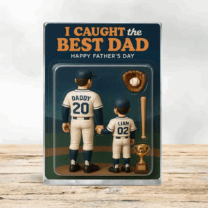 I Caught The Best Dad Baseball Gift, Custom Figure Acrylic Block