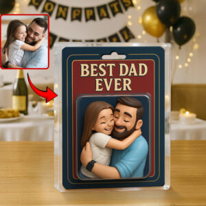 Custom Photo Dad And Kids Action Figure Acrylic Block, Best Dad Ever Gift for Husband or Father
