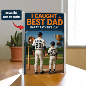 I Caught The Best Dad Baseball Gift, Custom Figure Acrylic Block