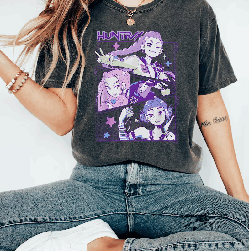 Demon Pop Hunters Movie T-Shirt, Korean Fantasy Animation Film Graphic Tee, Korean Pop Music Idol Inspired Shirt, Concert Outfit T-Shirt