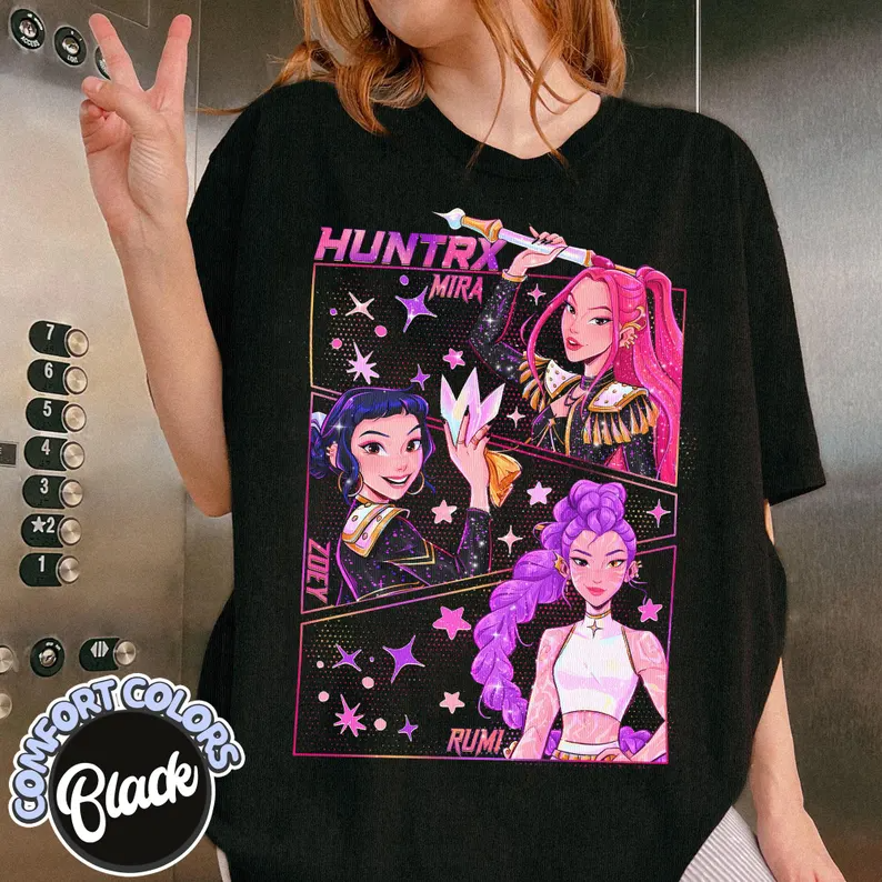 Demon Pop Hunters Movie T-Shirt, Korean Fantasy Animation Film Graphic Tee, Korean Pop Music Idol Inspired Shirt, Concert Outfit T-Shirt