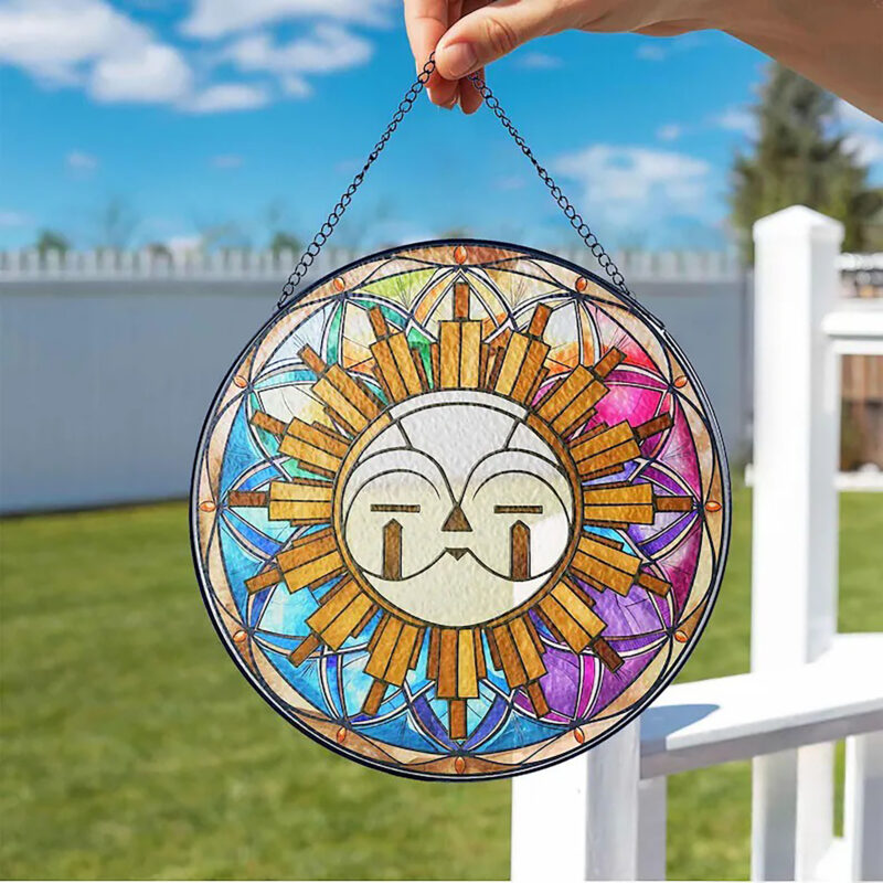 Vintage Esquie Glass Suncatcher, Clair Obscur Expedition 33 Inspired Sun Ornament