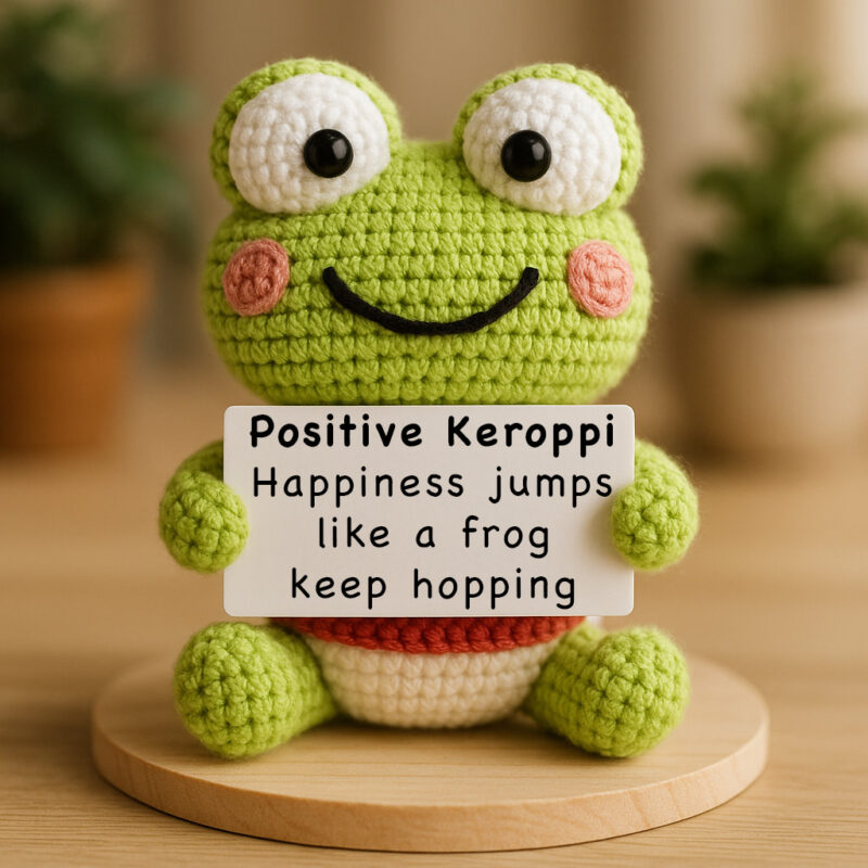 Green Smiley Frog - Handmade Crochet Plush