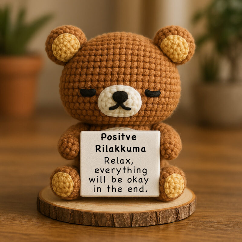 Sleepy Brown Bear - Handmade Crochet Plush