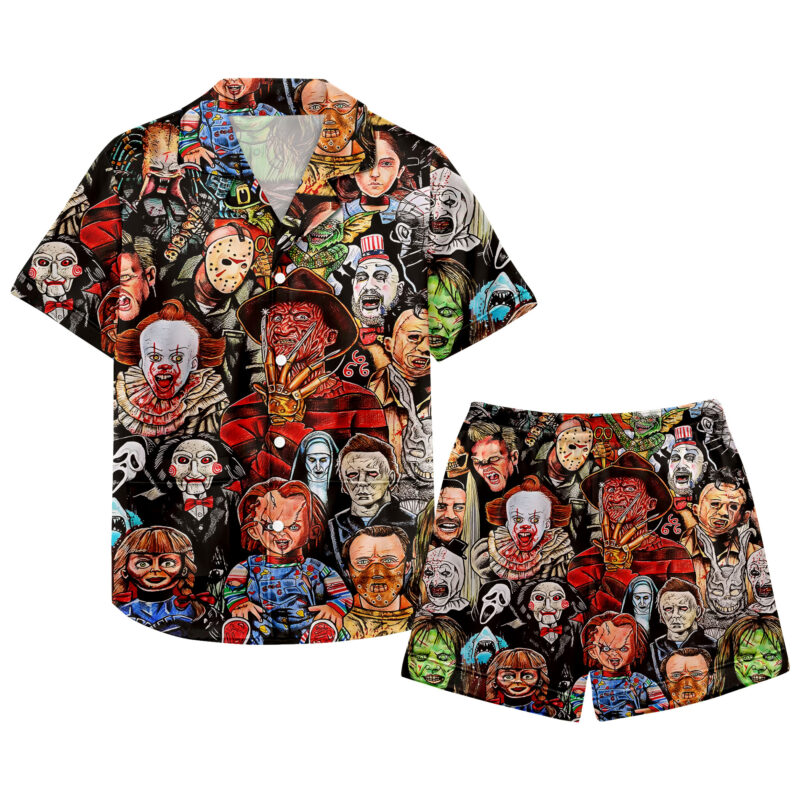 Horror Characters Pajamas Set, Halloween Holiday Pajamas, Scary Movie Pjs