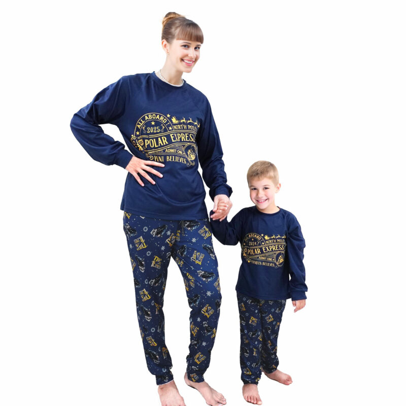 Polar Express Personalized Pajamas - Believe Ticket North Pole Train Set, Cozy Holiday Blue