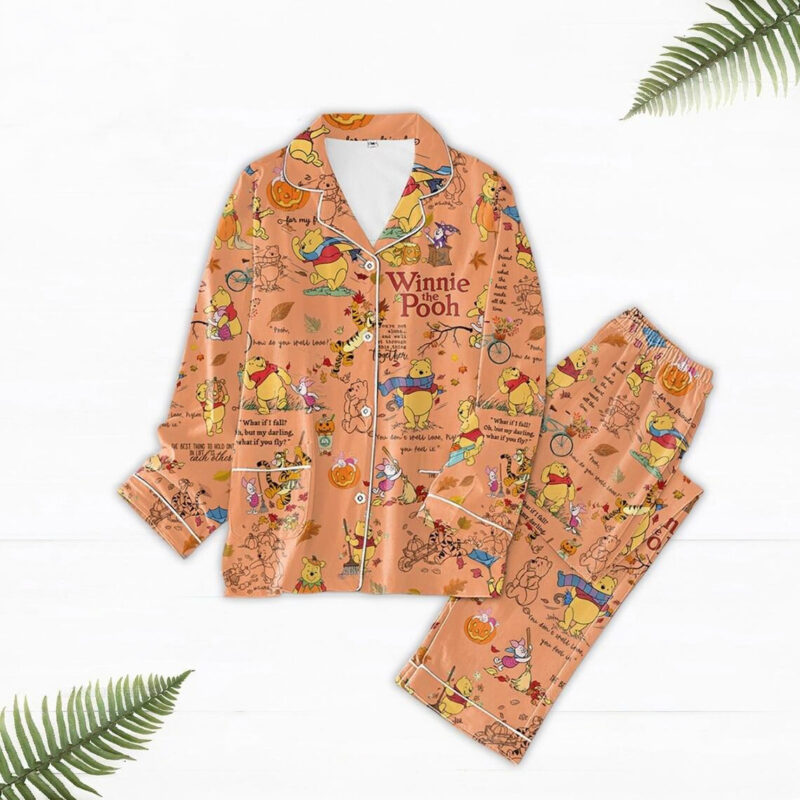 Halloween Winnie The Pooh Pajamas Set, Halloween Matching Pajamas Set, Pooh And Friends Shirt, Pooh Cartoon Movie Pajamas Family