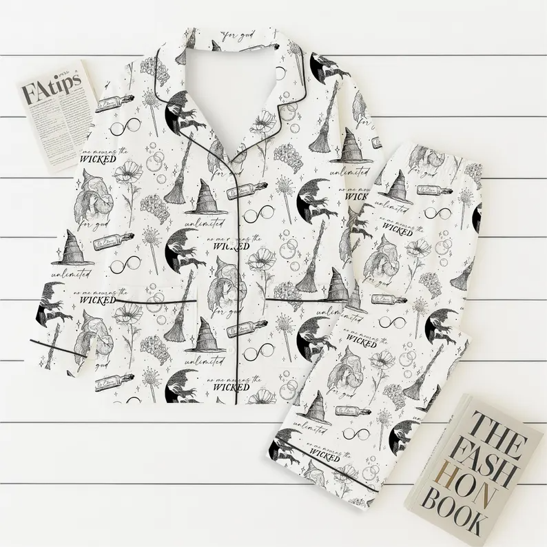 Witch Movie Halloween Pajama Set, Wizard Musical Movie Shirt, Halloween Party Outfit, Witchy Women Nightwear, Holiday Gift