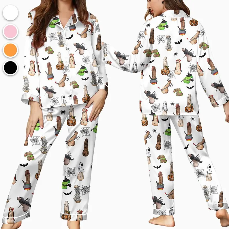 Spooky Halloween Penis Pajamas, Inappropriate Gifts, Adult Humor Apparel, Dirty Humor and Raunchy Adult Pjs, Funny Halloween Dicks Costume