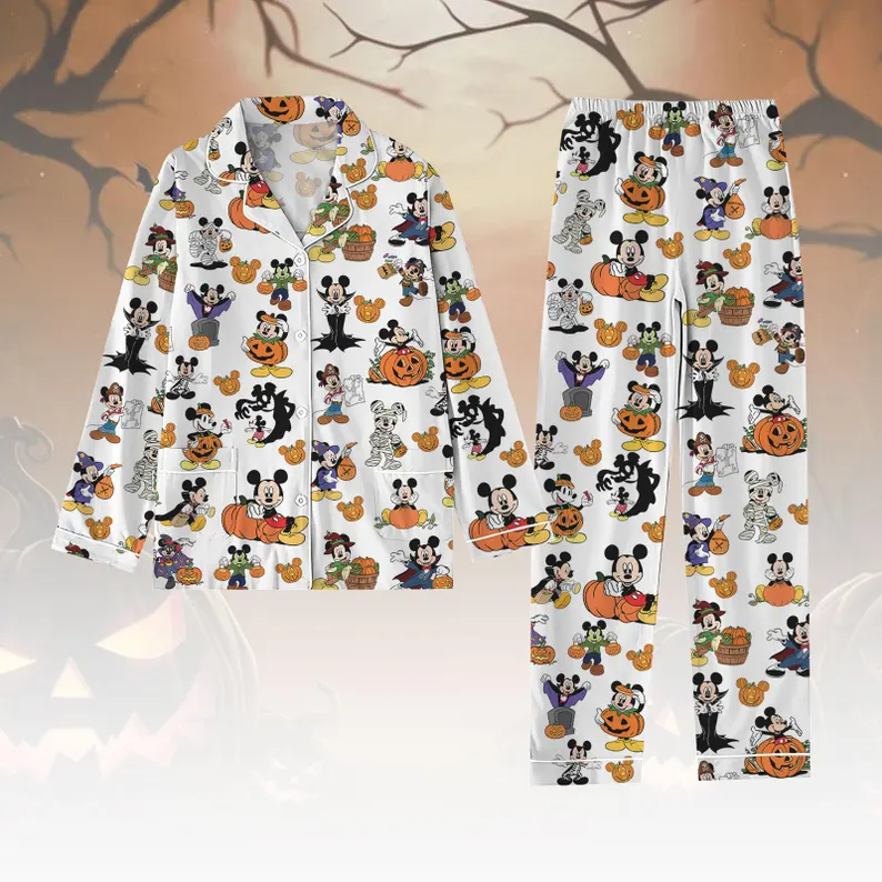 Halloween Mickey Mouse Pajamas, Dis-ney Pumpkin Sleepwear Set, Mickey and Friends Halloween Pajamas, Halloween Pajamas Set