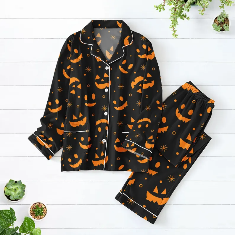 Funny Pumpkin Pajamas Set, Cute Halloween Pajamas Family, Spooky Fall Nightwear Matching Pajamas Set, Cartoon Jack O' Lantern PJs