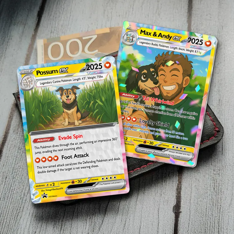 Personalized Pet Pokemon Card, Custom Your Pet as a Pokemon Card, Dog Portrait, Pet Lover Gift, Pet memorial, Pet Gift, Dog Gift, Cat Gift
