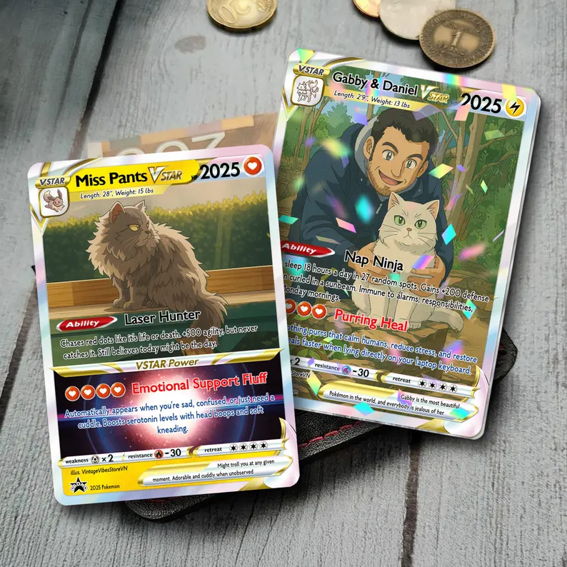 Personalized Cat Pokemon Card, Custom Your Pet as a Pokemon Card, Pet Portrait, Pet Lover Gift, Pet memorial, Pet Gift, Dog Gift, Cat Gift