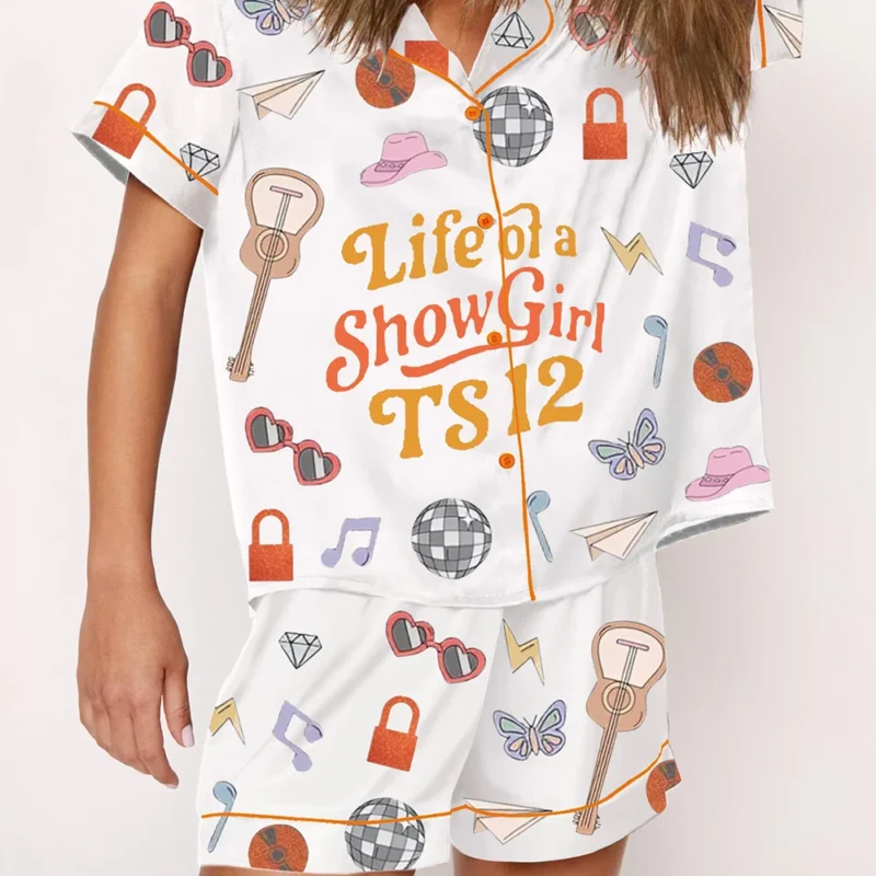 Life Of A Showgirl Silky Satin Pajamas, TS12 TLOAS, In My Showgirl Era, Little Swifty Gift, TS12 Album Fan Gift, The Life of a Showgirl Pjs