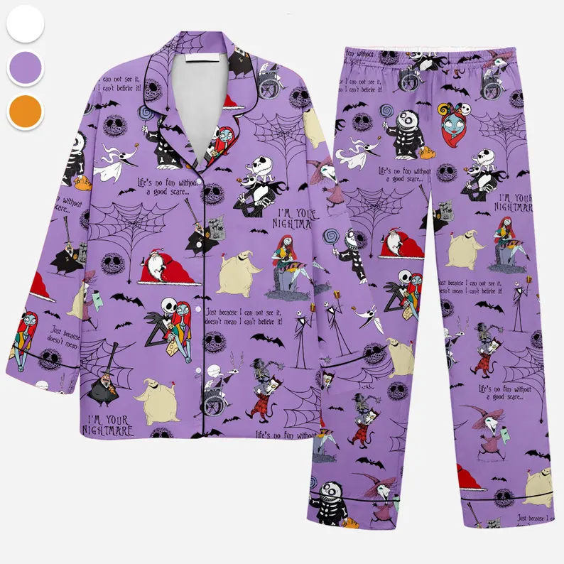 Jack Skellington Satin Pajamas Short Set, Nightmare Before Christmas Shirt, Cute Jack Lounge Matching Pjs, Disneyland Trip Merch