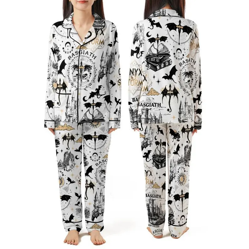 Onyx Storm Pajama Set, Fourth Wing Series Shirt, Dragon Rider Pajamas Set, Bookish Tee Gift For Book Lover Pajama, Fantasy Book