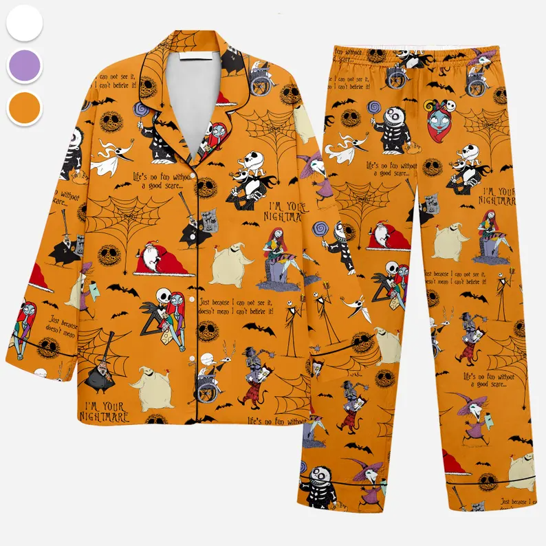 Jack Skellington Satin Pajamas Short Set, Nightmare Before Christmas Shirt, Cute Jack Lounge Matching Pjs, Disneyland Trip Merch