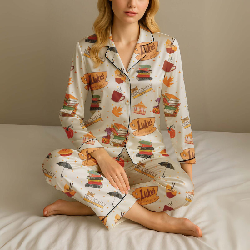Gilmore Girls Pajamas Set, Stars Hollow Pajamas Family, Star Hollow Gilmore Girls Satin Pajamas