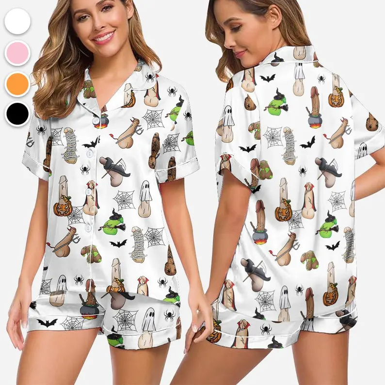 Spooky Halloween Penis Pajamas, Inappropriate Gifts, Adult Humor Apparel, Dirty Humor and Raunchy Adult Pjs, Funny Halloween Dicks Costume