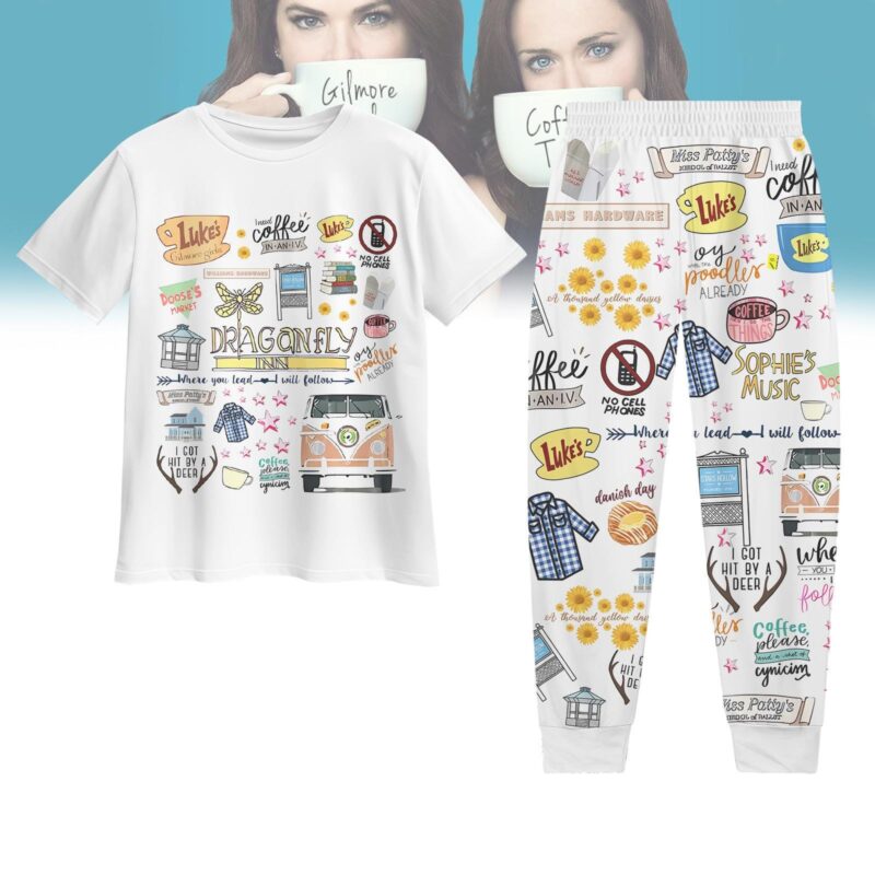 Gilmore Girls Pajamas, Lukes Gilmore Girls Pajamas Set, Lukes Coffee Pajamas Pants, Stars Hollow Pajamas, Christmas Pajamas