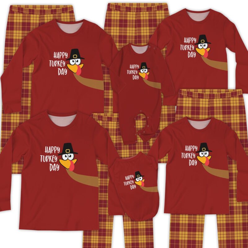 Matching Family Thanksgiving Pajamas, Happy Turkey Day PJs