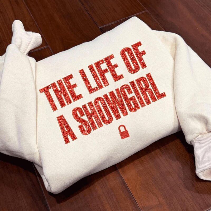 Cozy ShowgirlEra Sweatshirt – Glitter Embroidered Pullover for Sparkly Mood, Cute Retro Vibes Gift, Embroidery Shirt Gift For Fans