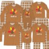 Custom Name Thanksgiving Family Jammies, Thanksgiving Turkey PJ Sets For Women Men Kid Couples