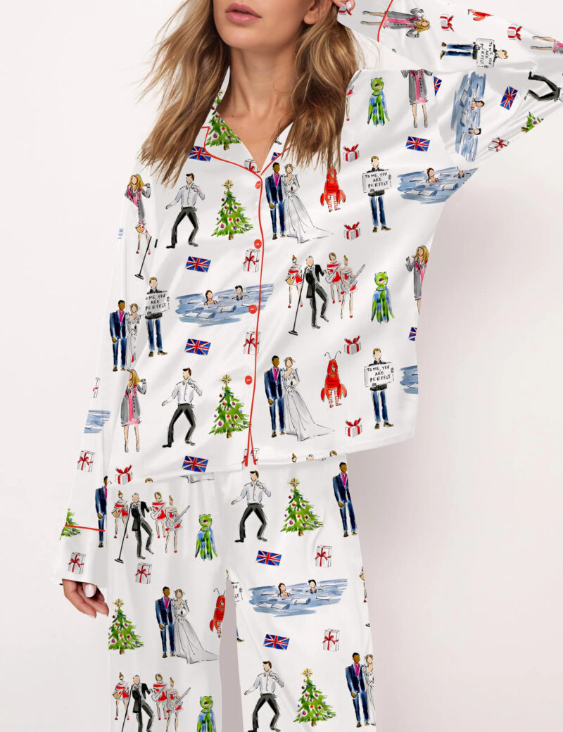 The Love Movie Actually Christmas Silky Satin Pajama Set For Women