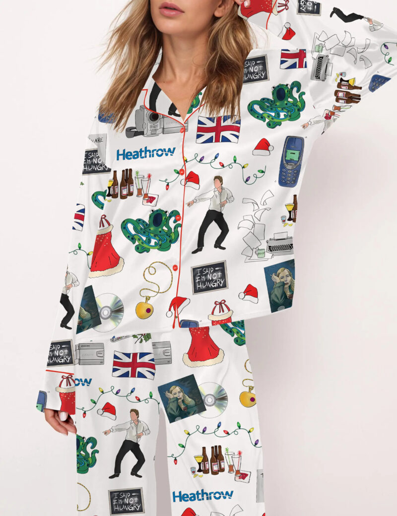 Christmas Love Movie Actually Silky Satin Pajama Set For Women