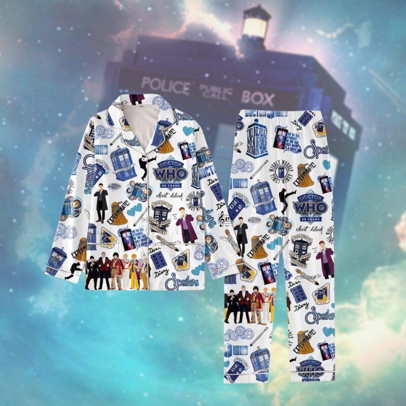Doctor Who Pajamas Set, Tardis Dr Who Pajamas, Police Box Holiday Pajamas, Doctor Who Woemn Pajamas, Tardis Pajamas, Matching Pjs Set
