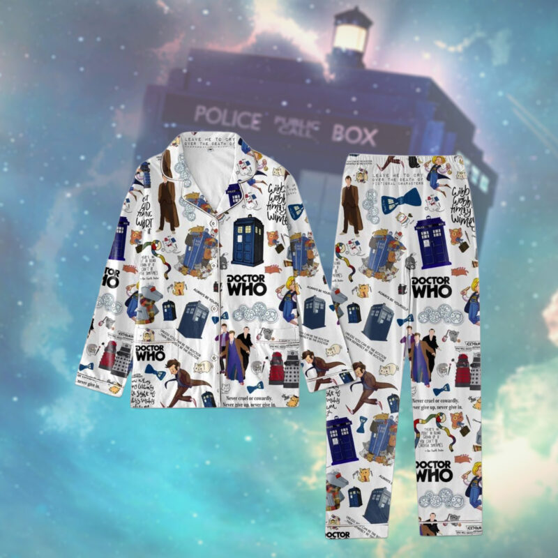 Doctor Who Pajamas Set, Doctor Who Pajamas Family, Dr Who Pajamas Pants, Tardis Police Box Christmas Pajamas, Tv Series Pjs