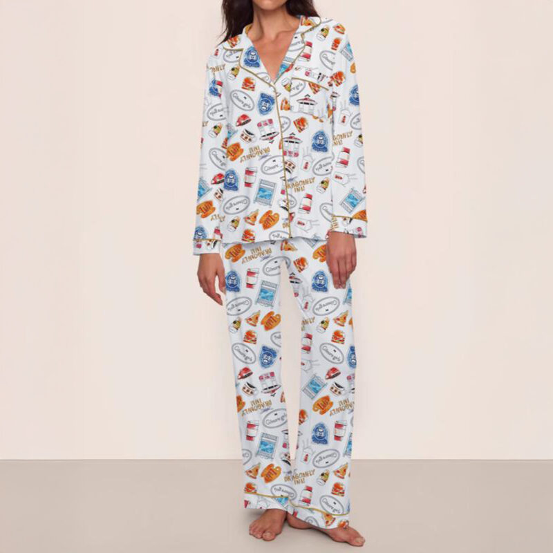 Women's Stars Hollow Gilmore Girls Comfortable Sleepwear Set, Two-Piece Short Sleeve Top & Elastic Pants, All Seasons Fitted Nightgown Gift