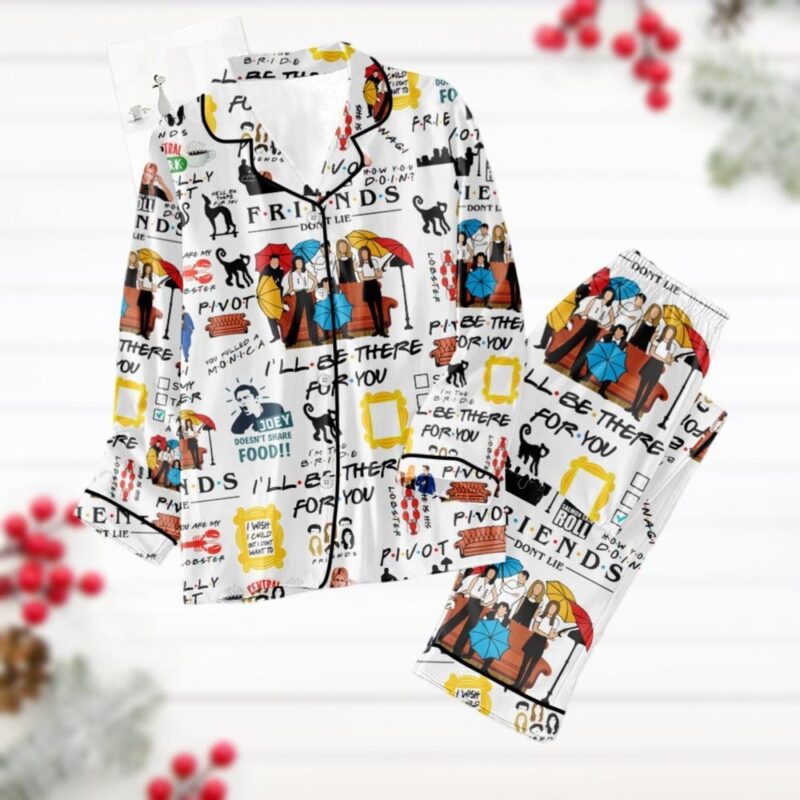 Friends Pajamas Set, Friends TV Sitcom Pajamas Christmas, Chandler Bing Holiday Pajamas, Friends Movie Quotes Shirt, Friends Pj Set