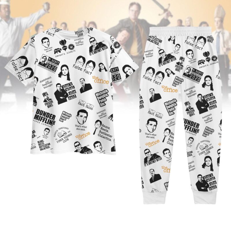 The Office Series Pajamas Set, Fact False Tshirt And Pants, Michael Scott Pajamas Family, Holiday Pajamas, Dunder Mifflin Pajamas Women