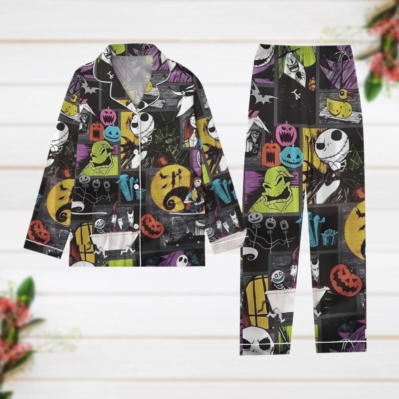 Halloween Jack And Sally Pajamas Set, Disney Skeleton Holiday Pajamas, Oogie Boogie Bash Party, Nightmare Before Christmas Fan Gift