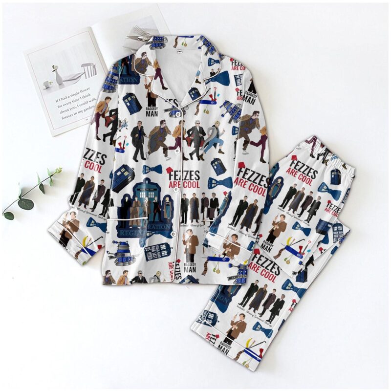 Doctor Who Pajamas Set, Dr Who TV Series Holiday Pajamas, Doctor Who Tadis Woman Pajamas, Police Box Dr Who Pajamas, Halloween Gifts