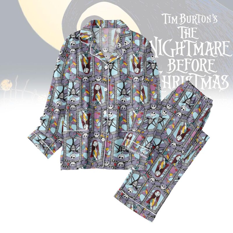 Jack Skellington And Sally Pajamas, Nightmare Before Christmas Pajama Set Women, Movie Christmas Party Gift