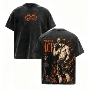 One Piece Portgas D. Ace  Washed Oversized T-Shirt